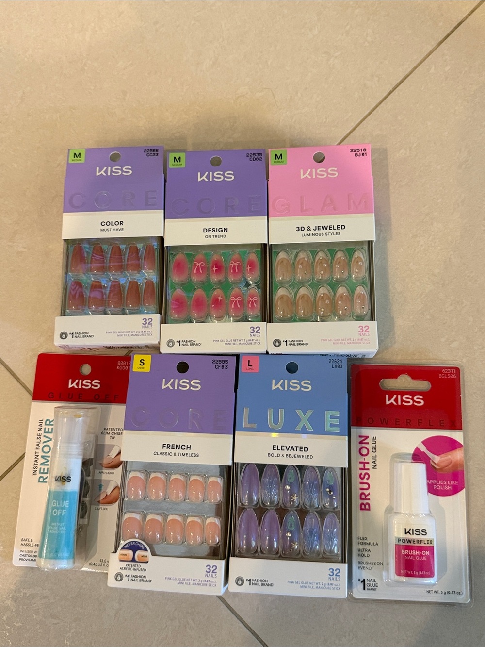KISS Press-On Nail Variety Set – Pink, Nude, Purple & Green Accents